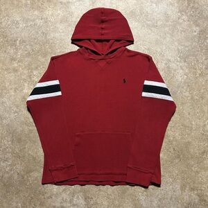 Polo Ralph Lauren Red Hoodie with Black and White Stripes